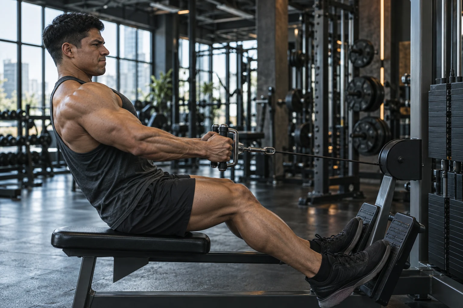 Entrenamiento de remo en el gimnasio